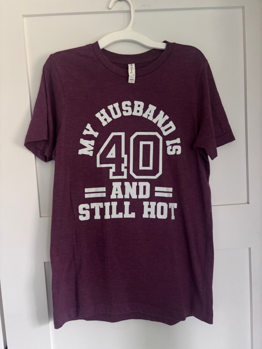 Women’s Maroon Graphic Tee - 'My Husband is 40 and Still Hot'